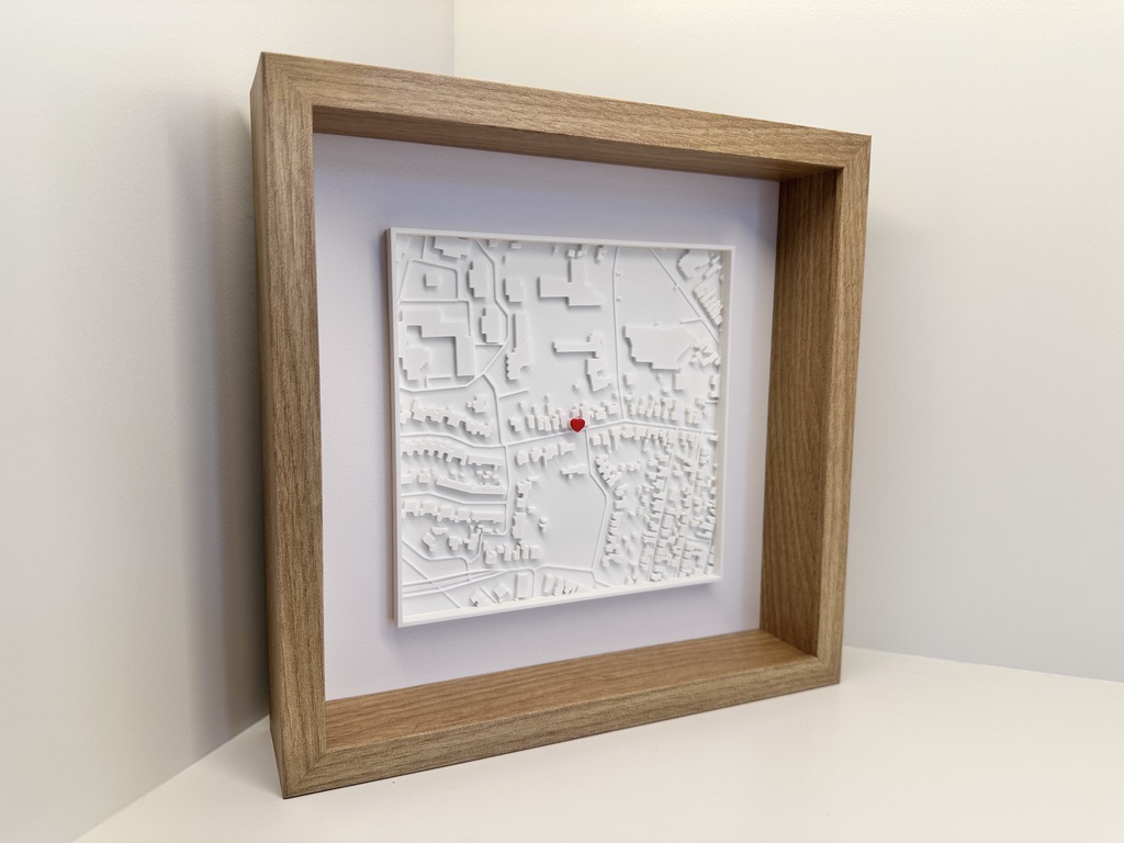 3D kaart van adres in fotolijst
